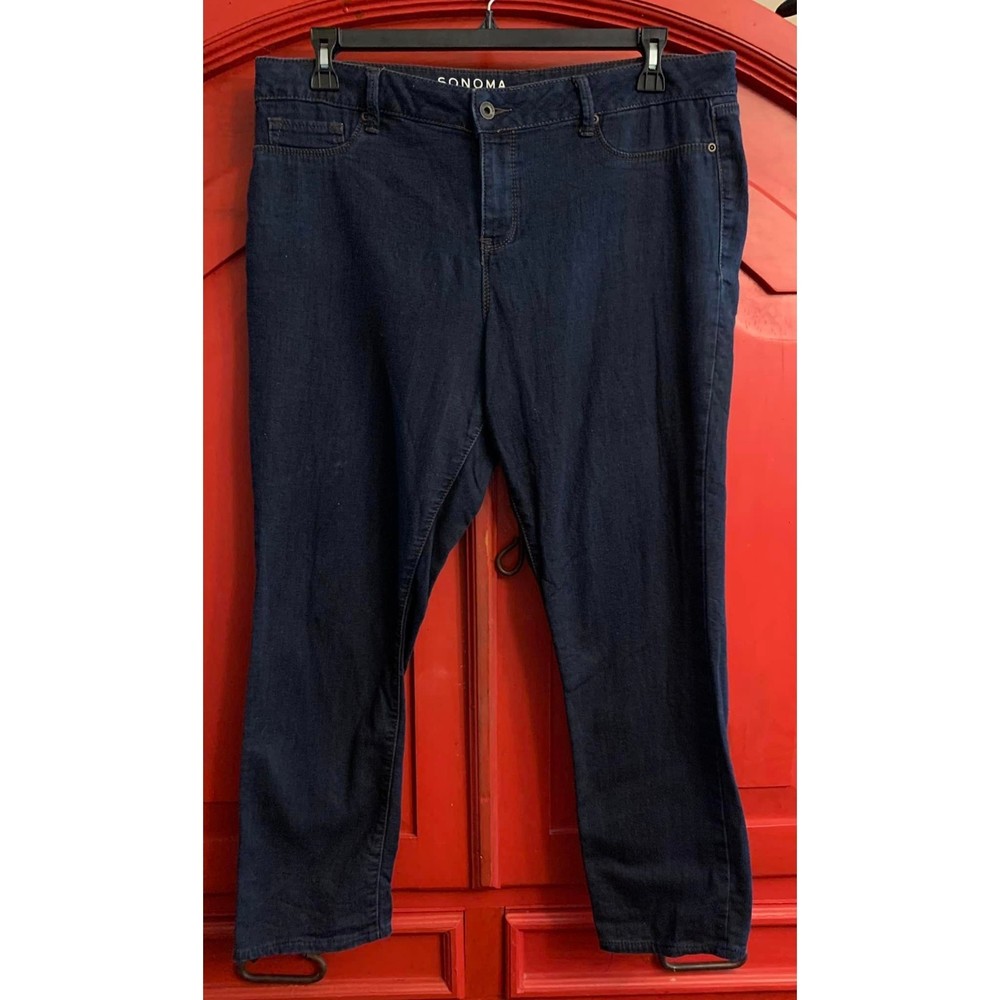 Sonoma Lifestyles Slim Straight Jeans Mid Rise Summer Weight Stretchy EUC  16